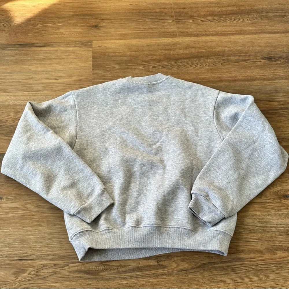 Skims Women's Cotton Fleece Crew Neck Sweatshirt Light Gray Medium Pullover - Picture 5 of 6